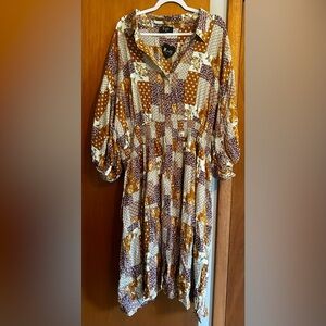 Brown and White Maxi Dress